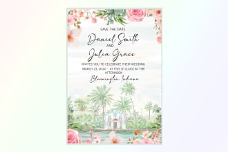 design watercolor wedding invitation card