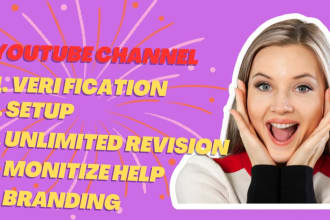 setup and creat youtube channel logo, thumbnails, category,upload time  ideas