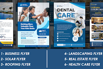 design business flyers for solar, roofing, landscaping, and healthcare