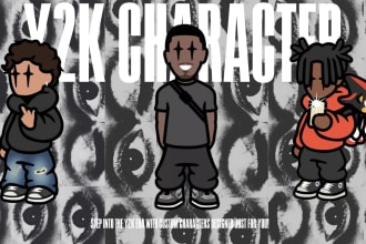 create a custom stylish character for you with my own way of y2k art