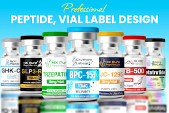 peptide vial label, spray, vial label design, product label design 3d mockup