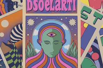 do vintage retro style poster psychedelic illustration