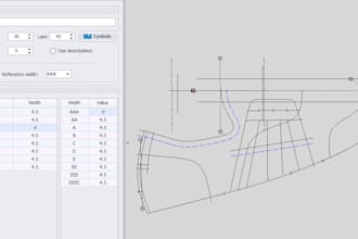 grade footwear pattern to another size