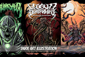 draw dark, horror, metal art illustration