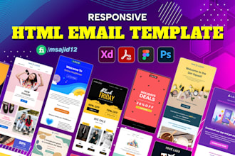 create responsive HTML email template or convert PSD figma to email in 12hrs