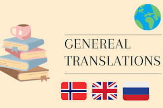 do translations or transcription in russian, english and norwegian