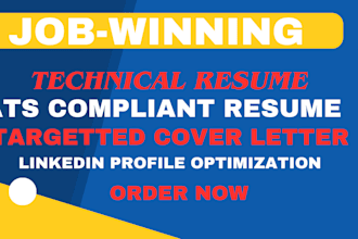 write a professional ats engineering resume, technical, tech, it resume writing