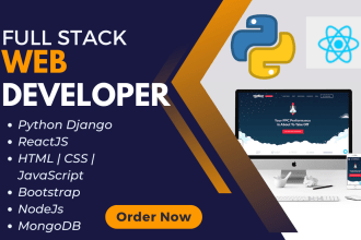 be full stack web developer in HTML, CSS, js, react, nodejs python django