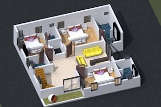 create a 2d floor plan , 3d floor plan,rendering