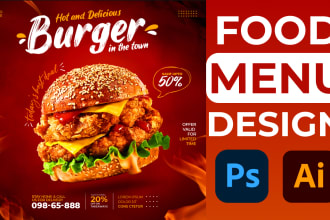 do amazing editable food, restaurant menu design