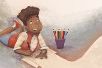 create beautiful  cute african american children illustration