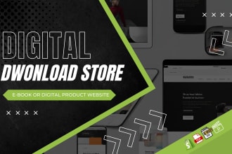 build digital downloadable store, ebook website, digital product shopify site