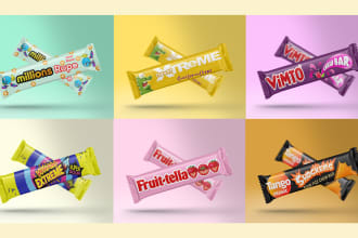 design protein bar packaging, chocolate, and candy wrapper