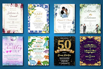 do amazing birthday,  baby shower, party, wedding invitations, or greeting card