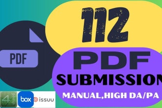 do 112 PDF submission jobs manually on high da,pa websites for off page SEO