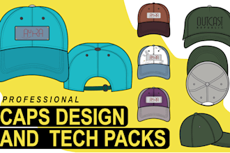 be your fashion designers for hat or cap with tech packs