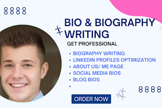 write an outstanding bio, about me page,or biography for you