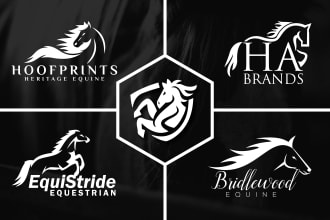 do modern equestrian equine horse farm logo