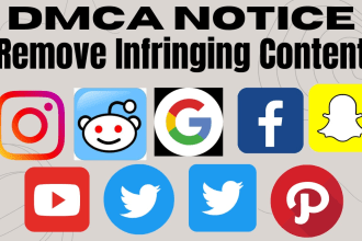 remove infringing content on fb,yt,twitter,instagram,shopify,tiktok under dmca