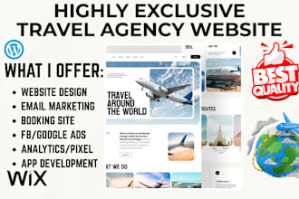 design tour and travel agency website, cruise tour flight travel booking website