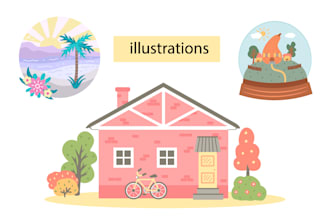 do illustrations, houses, buildings, landscapes, nature
