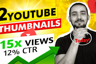 create 2 custom eye catching youtube thumbnails that attract viewers