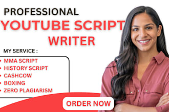 write engaging youtube script, history, true crime, documentary, video script
