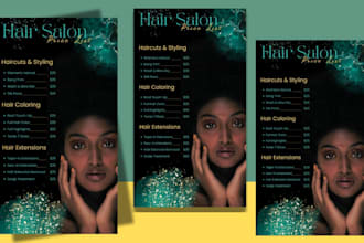 do spa, hair, lash, skin care, salon price list flyer
