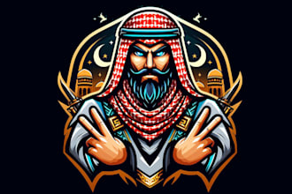 create beautiful arabian mascot logo design for you only 12 hours