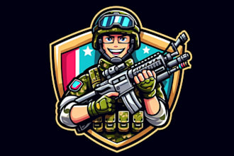 make eye catching american soldier mascot logo design within new concepts