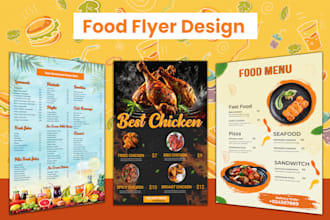 design restaurant  menu, food instagram banner, and food flyer