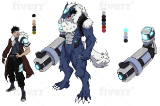 draw any character design sheet and concept art