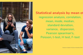 do analysis by correlation, regression, poisson, variance, dispersion, pearson