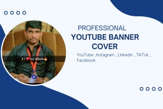 create youtube banner ,  gaming banner or linkedin company page banner, cover