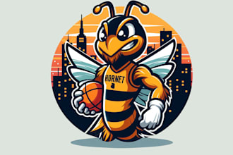 design outstanding hornets sport mascot logo for you with express delivery