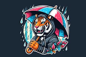 make eye catching tiger rain umbrella mascot logo within 1 day