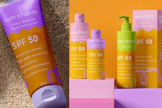 design product label cosmetic packaging and box design with mockup