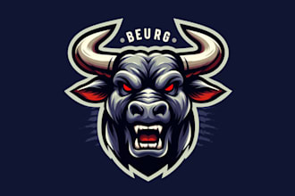 make an amazing angry bull head mascot logo for your business