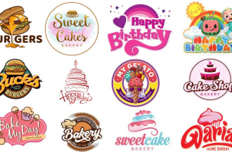 professional cake, food, desserts and bakery logo