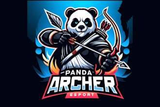 design an awesome panda archer esport mascot logo for you