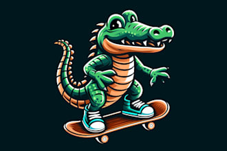 design outstanding crocodile skateboard mascot logo with express delivery