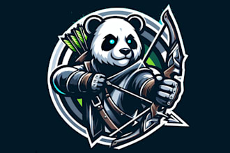 design outstanding panda archer esport mascot logo for you