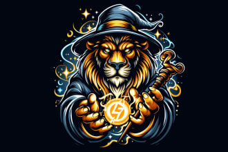 create amazing lion wizard spell mascot logo design for your business