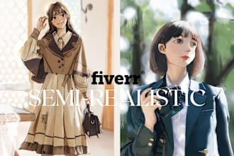 draw semi realistic art from references for you