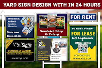 design lawn sign, bandit sign, yard sign, signage, sign board