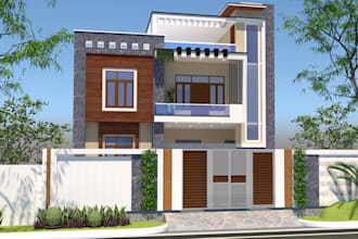 design exterior 3d front elevation of house architecture