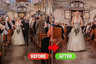 add or remove unwanted object, people, extend background, edit wedding photos