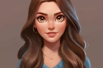 draw your couple into lovely disney cartoon portrait