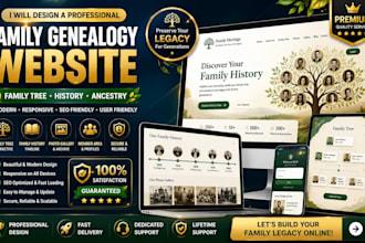 design a professional family genealogy website, family tree, ancestry website