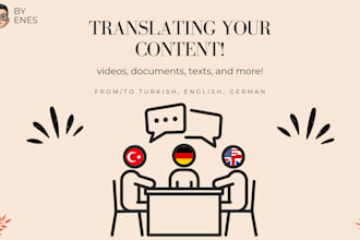 translate anything from and to turkish, german, english